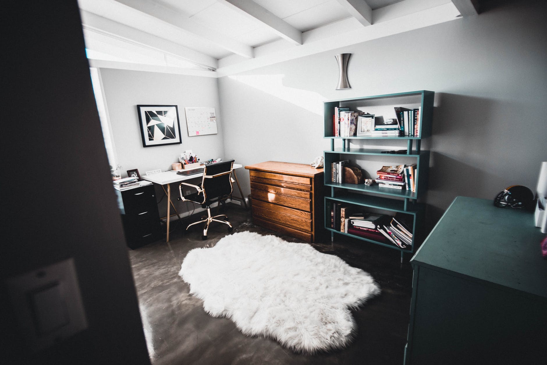 white floor rug